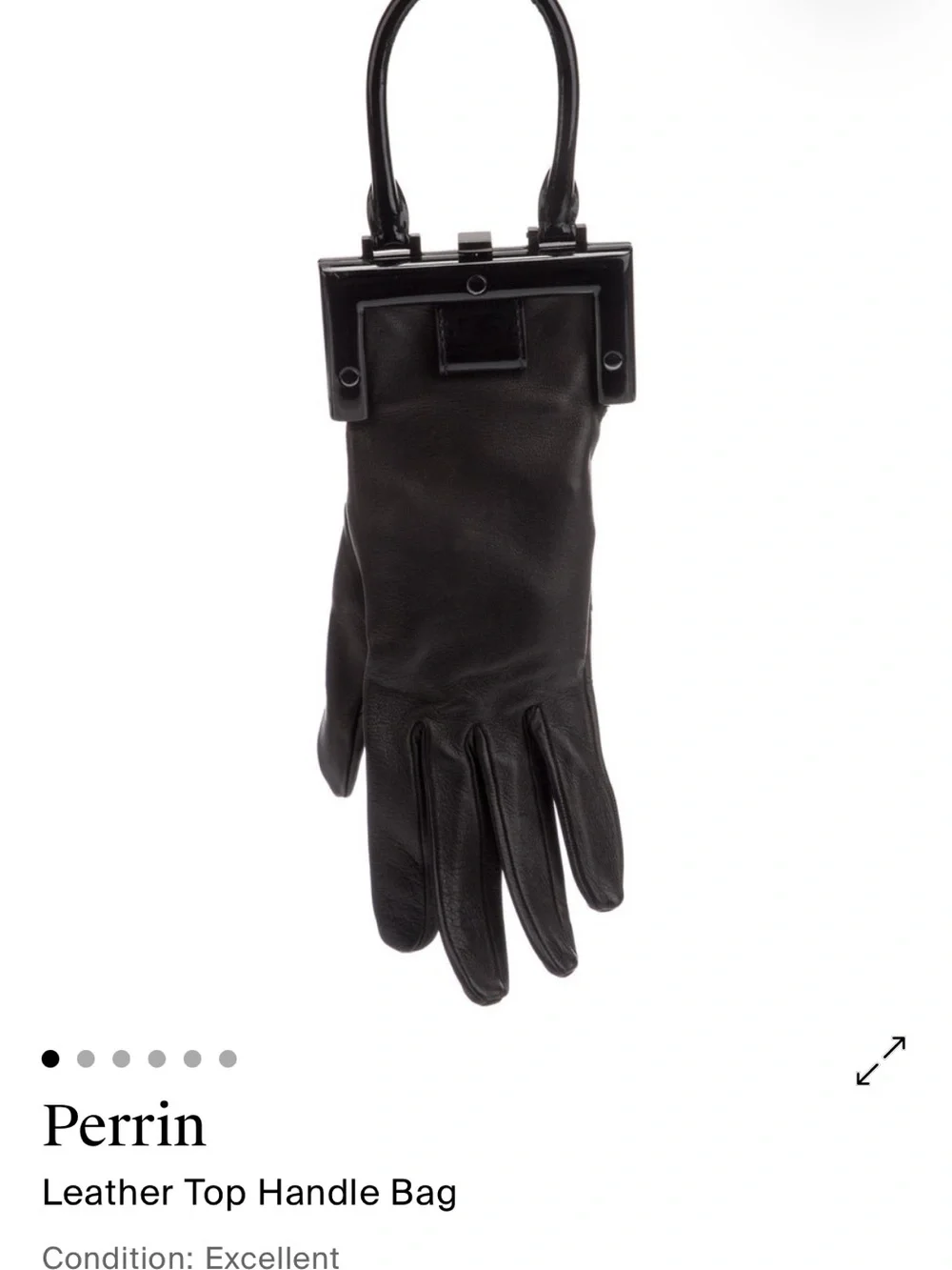 Perrin Black Glove-Shaped Leather Top Handle Bag